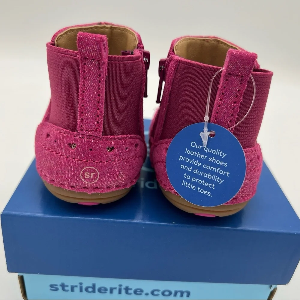 Stride Rite baby girl SM AGNES 2.0 Boot BERRY, Size 3W